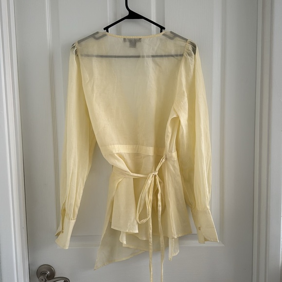 Something Navy Wrap Surplice Front Long Sleeve Blouse - Picture 5 of 5